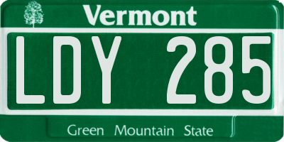 VT license plate LDY285