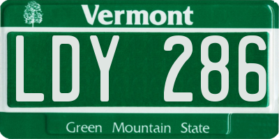 VT license plate LDY286
