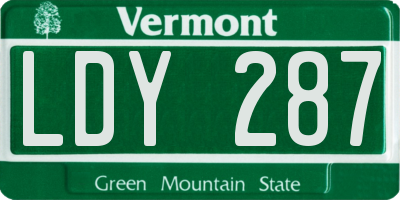 VT license plate LDY287