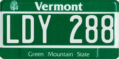 VT license plate LDY288