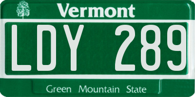 VT license plate LDY289