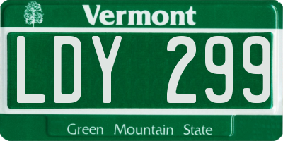 VT license plate LDY299