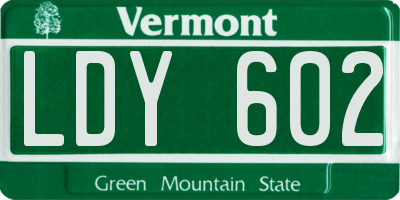 VT license plate LDY602