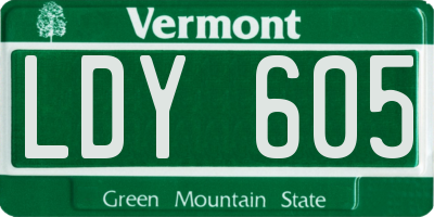 VT license plate LDY605