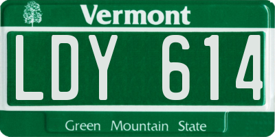 VT license plate LDY614