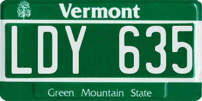 VT license plate LDY635