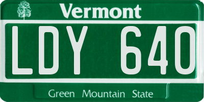 VT license plate LDY640