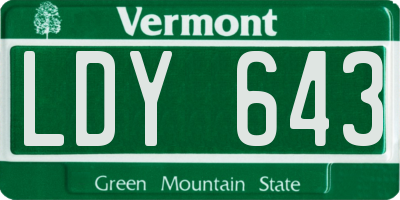 VT license plate LDY643