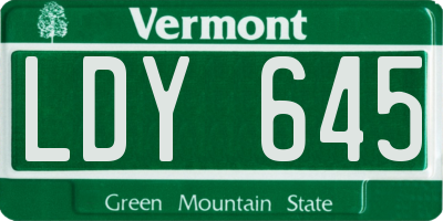 VT license plate LDY645