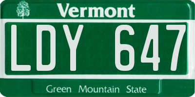 VT license plate LDY647