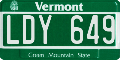 VT license plate LDY649
