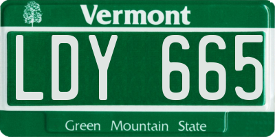 VT license plate LDY665