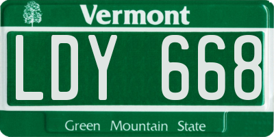 VT license plate LDY668