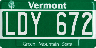 VT license plate LDY672