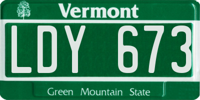VT license plate LDY673