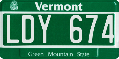 VT license plate LDY674