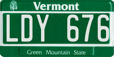 VT license plate LDY676