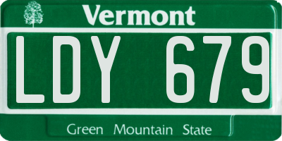 VT license plate LDY679