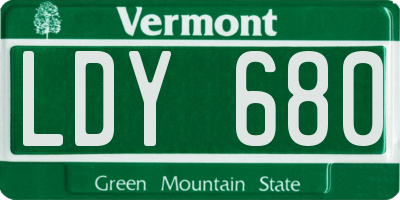 VT license plate LDY680