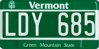 VT license plate LDY685