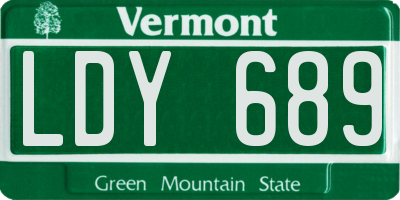 VT license plate LDY689