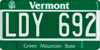 VT license plate LDY692