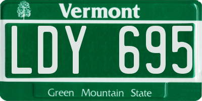 VT license plate LDY695