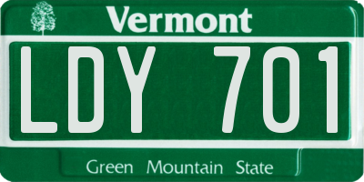 VT license plate LDY701
