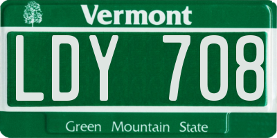 VT license plate LDY708