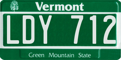 VT license plate LDY712
