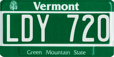 VT license plate LDY720