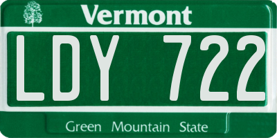 VT license plate LDY722
