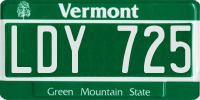VT license plate LDY725