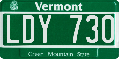 VT license plate LDY730