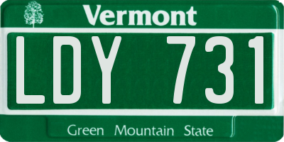 VT license plate LDY731