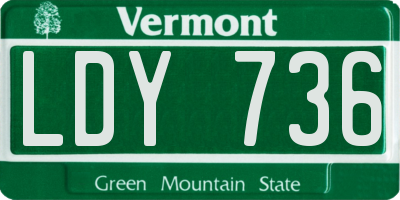 VT license plate LDY736