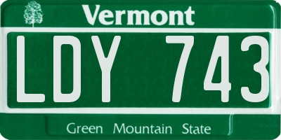 VT license plate LDY743