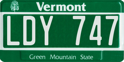 VT license plate LDY747
