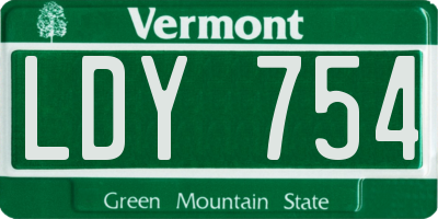 VT license plate LDY754