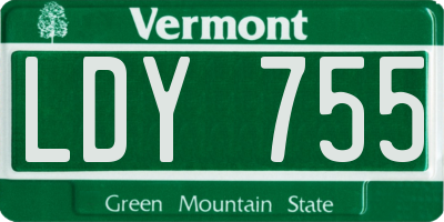 VT license plate LDY755
