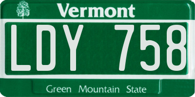 VT license plate LDY758