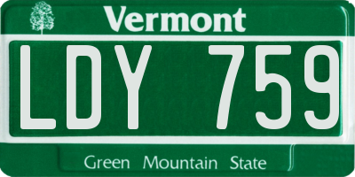 VT license plate LDY759