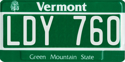 VT license plate LDY760