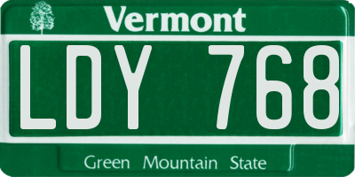 VT license plate LDY768