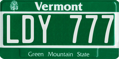 VT license plate LDY777