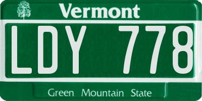 VT license plate LDY778