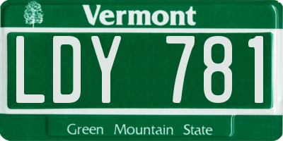 VT license plate LDY781