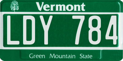 VT license plate LDY784