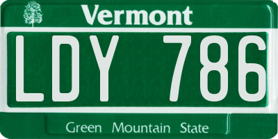 VT license plate LDY786