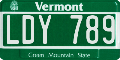 VT license plate LDY789
